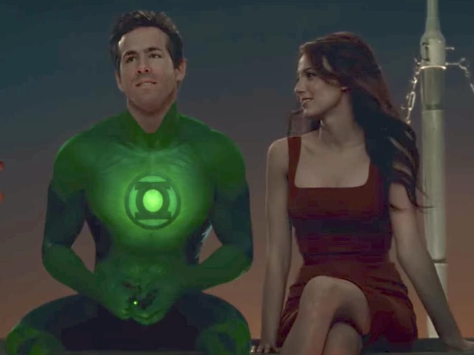 Ryan Reynolds as Hal Jordan and Blake Lively as Carol Ferris in "Green Lantern."