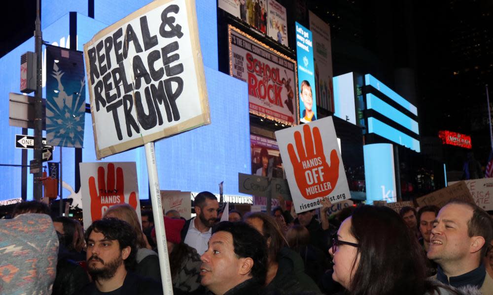 An anti Trump protest in New York.