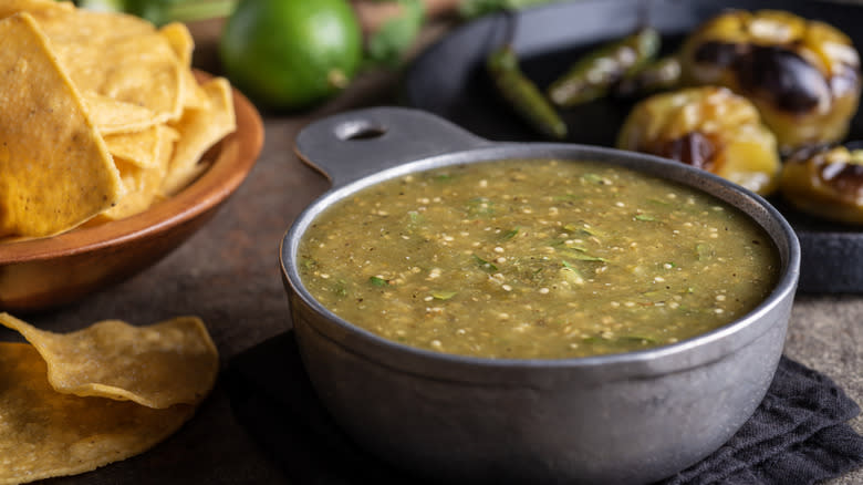 tortilla chips and salsa verde