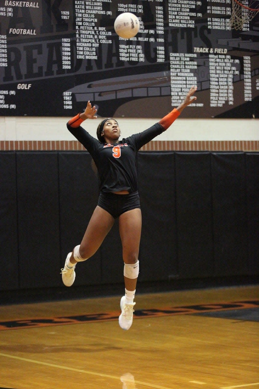 Lakeland's Carissa Michel competes in a Class 6A regional quarterfinal at Lakeland High School. The Dreadnaughts won 3-2 and advanced to the semifinals.