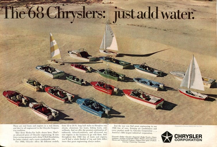 A 1968 magazine advert for Chrysler boats.