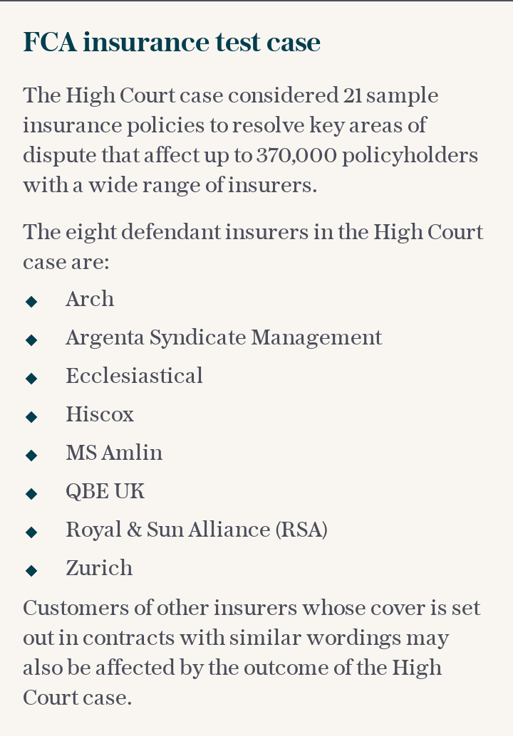 FCA insurance test case