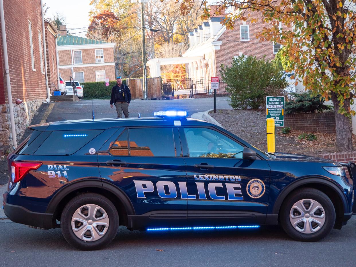 Washingtons and Lee University posted on its social media platforms and its website at 3:45 p.m. Wednesday afternoon that it had received a notice of a possible threat to campus. Lexington police and K9 unit from Rockbridge Sheriff deputies investigate an area near Macado's on South Main street in Lexington Nov. 1. Nothing was found.