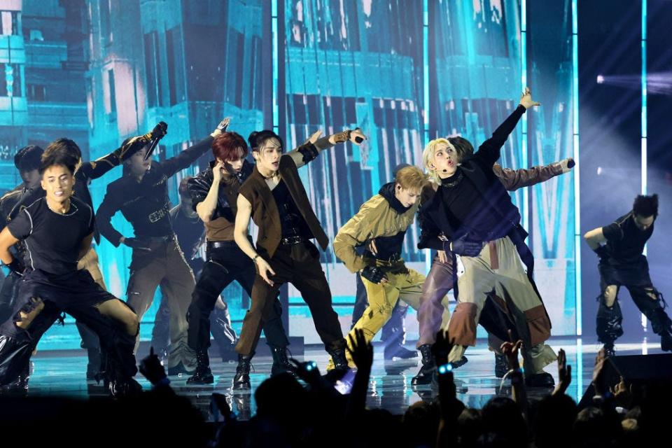 Stray Kids perform during the 2023 MTV Video Music Awards at Prudential Center in Newark.