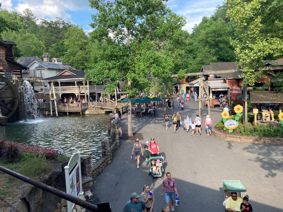 A view of Dollywood from a bridge