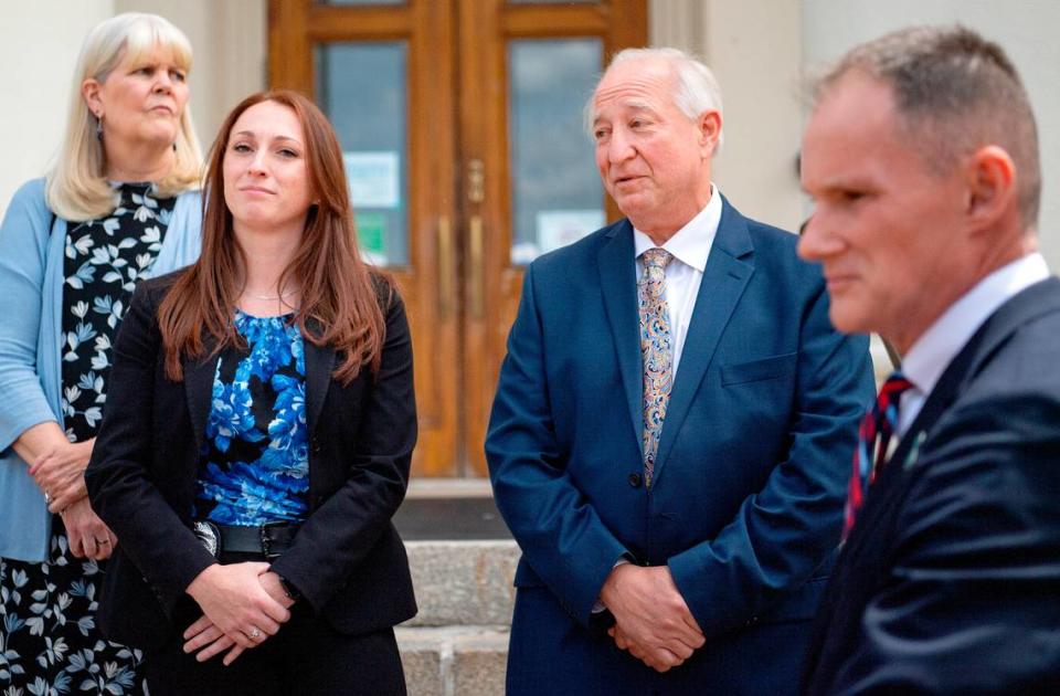 State College police detective Stephen Bosak speaks to the media on July 8, 2022, at the Centre County Courthouse.