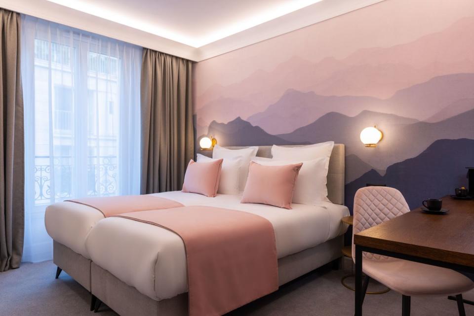 <p>Hôtel Le Milie Rose is the perfect getaway in the bustling city, complete with the most quirky rose-hued spaces throughout the whole building. We're particularly fond of the pink breakfast room and cocooning <a href="https://www.housebeautiful.com/uk/decorate/bedroom/a25747315/bedroom-colour-ideas/" rel="nofollow noopener" target="_blank" data-ylk="slk:bedrooms;elm:context_link;itc:0;sec:content-canvas" class="link ">bedrooms</a>. Getting a good night's sleep never looked better...</p><p><a class="link " href="https://uk.hotels.com/ho2155225216/hotel-le-milie-rose-paris-france/" rel="nofollow noopener" target="_blank" data-ylk="slk:BOOK NOW VIA HOTELS.COM;elm:context_link;itc:0;sec:content-canvas">BOOK NOW VIA HOTELS.COM </a></p>