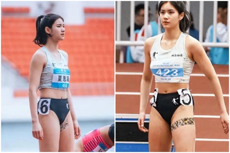 中國跨欄好手夏思凝近來比賽因穿超短褲子，引發爭議。（翻攝自微博）