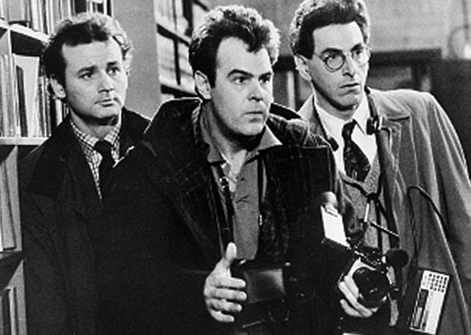 FILE - In an undated file photo, Bill Murray, Dan Aykroyd, center, and Harold Ramis, right, appear in a scene from the 1984 movie "Ghostbusters". Harold Ramis died early Monday, Feb. 24, 2014, in Chicago from complications of autoimmune inflammatory disease, according Fred Toczek , an attorney for Ramis. He was 69. (AP Photo, File)