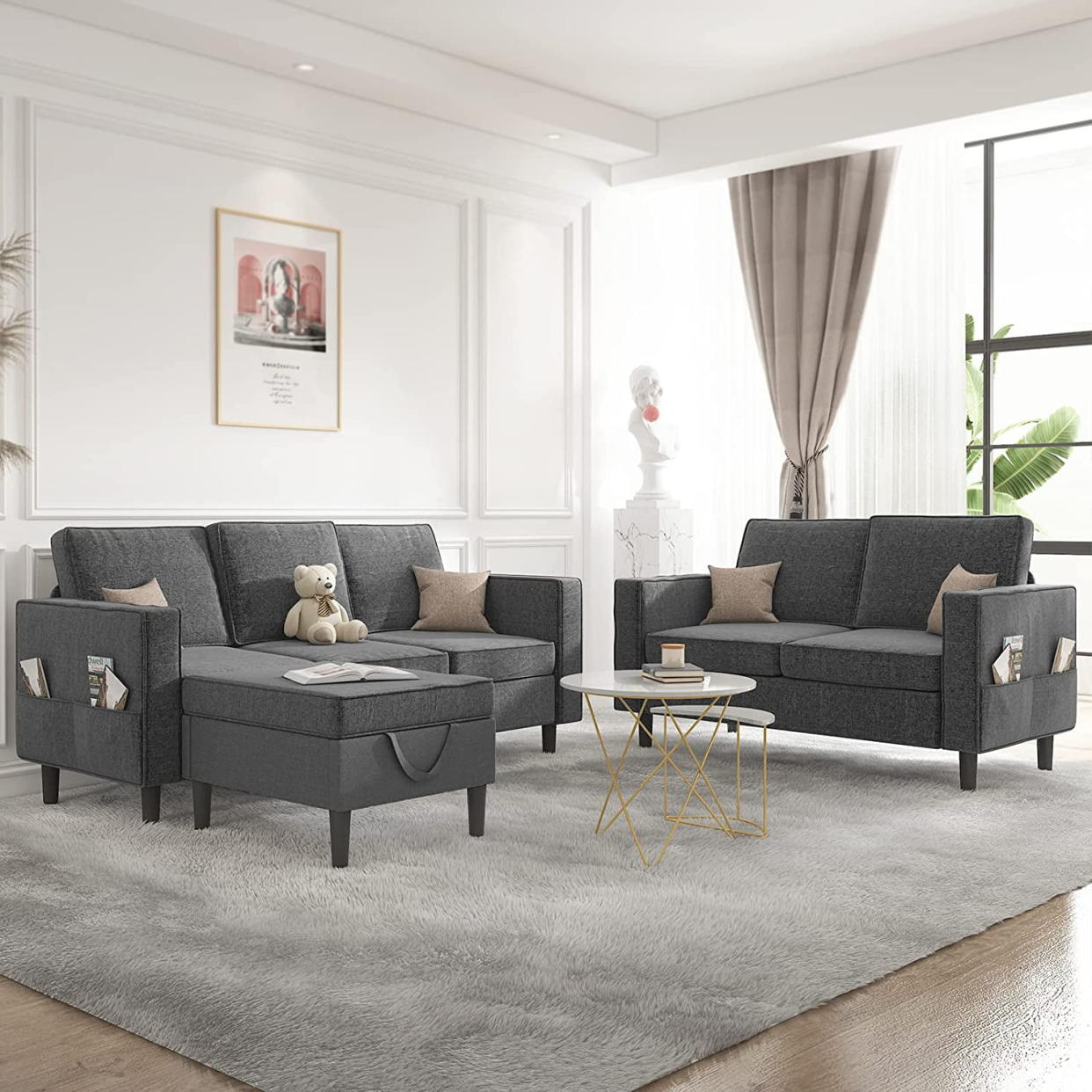 <p><a href="https://go.redirectingat.com?id=74968X1596630&url=https%3A%2F%2Fwww.walmart.com%2Fip%2FMjkone-Convertible-Sectional-Sofa-Couch-Storage-Ottoman-3-Pcs-Set-Pockets-Couches-Living-Room-3-Seater-Ottoman-1-Loveseat-Dark-Gray%2F287731556&sref=https%3A%2F%2Fwww.womansday.com%2Fhome%2Fdecorating%2Fg43979082%2Fbest-couches-on-walmart%2F" rel="nofollow noopener" target="_blank" data-ylk="slk:Shop Now;elm:context_link;itc:0;sec:content-canvas" class="link rapid-noclick-resp">Shop Now</a></p><p>Convertible Sectional Sofa With Loveseat</p><p>$469.99</p><p>walmart.com</p>