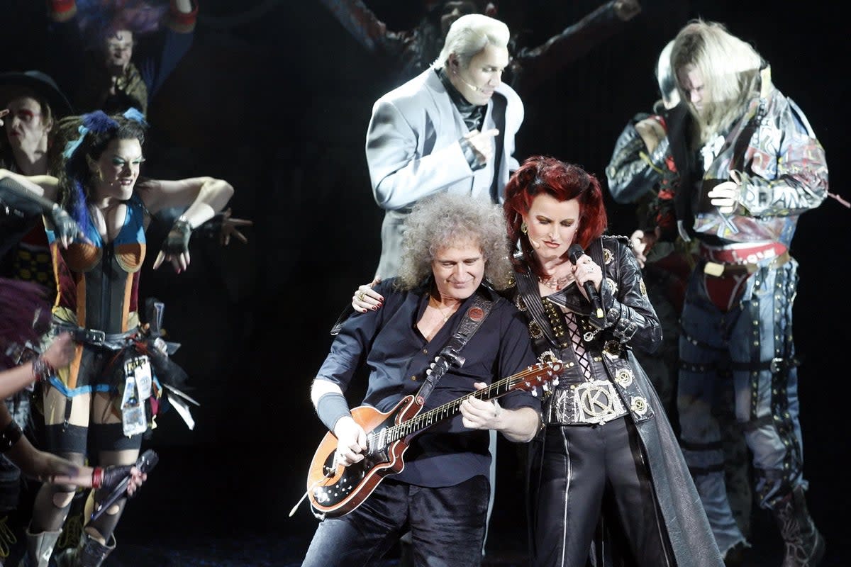Brian May performs during a production of the musical We Will Rock You at The Kings Theatre in Glasgow (Danny Lawson/PA) (PA Archive)