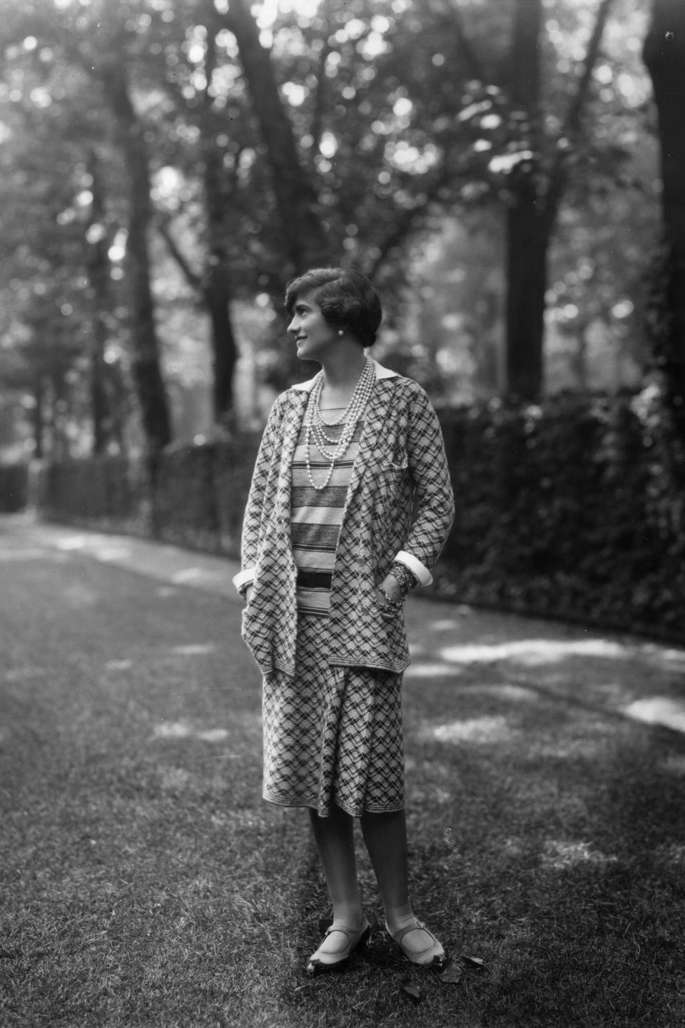 Coco Chanel wearing her own designs, 1929.