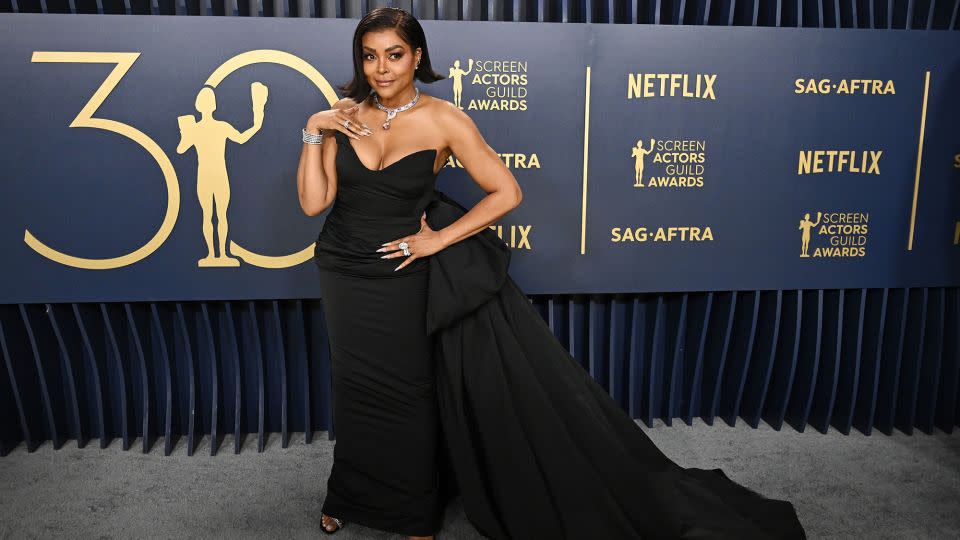 Taraji P. Henson in a Giambattista Valli gown featuring a voluminous train. - Gilbert Flores/Variety/Variety/Getty Images