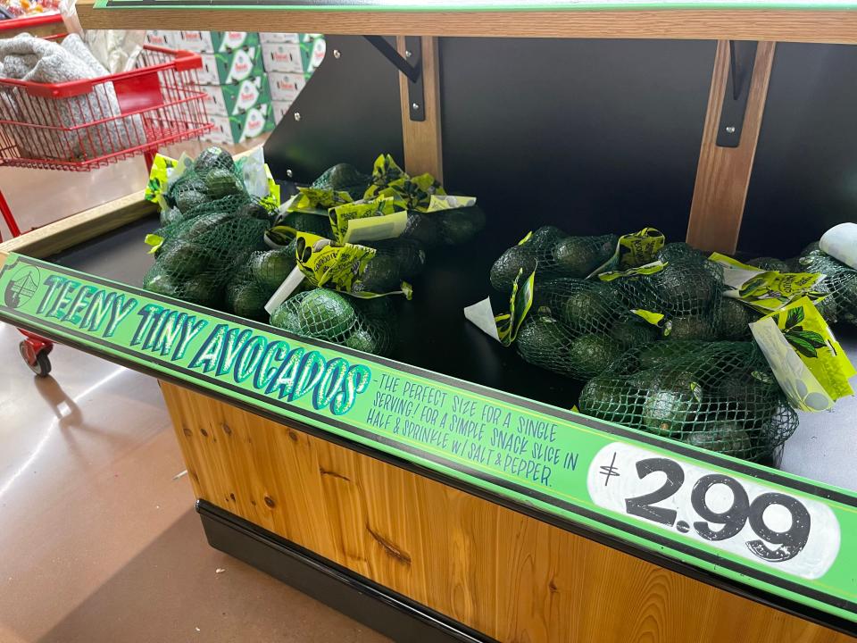 Bags of Trader Joe's teeny tiny avocados