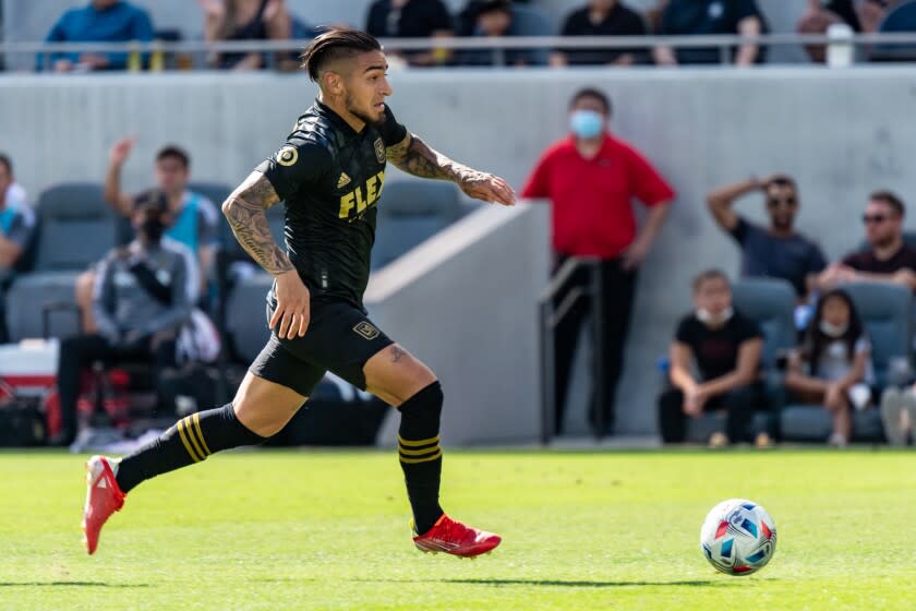 LOS ANGELES, CA - OCTOBER 16: Christian Arango #29 of Los Angeles FC races.