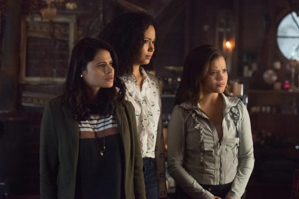 Charmed -- "Let This Mother Out" -- Image Number: CMD102a_0011.jpg -- Pictured (L-R): Melonie Diaz as Mel, Madeleine Mantock as Macy and Sarah Jeffery as Maggie -- Photo: Dean Buscher/The CW -- ÃÂ© 2018 The CW Network, LLC. All Rights Reserved.