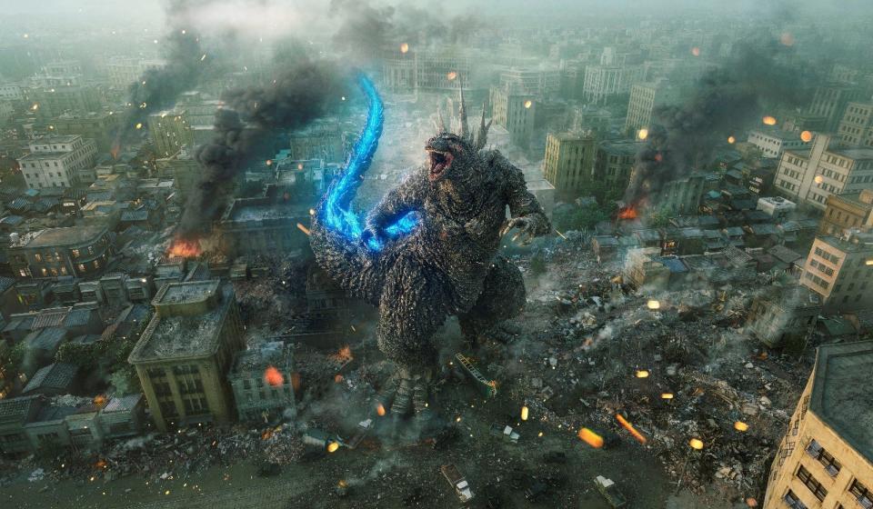 Godzilla invades Japan in "Godzilla Minus One," a post-World War II action epic that's as much about its human story as the monster mashing.