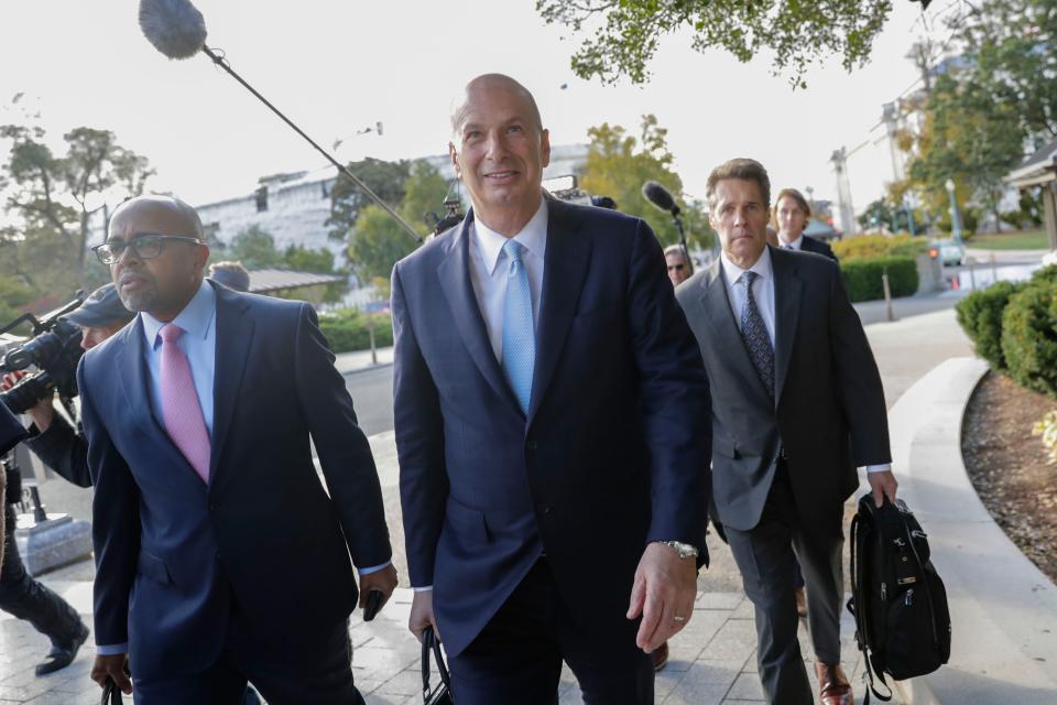 U.S. Ambassador to the European Union Gordon Sondland, center, arrives on Capitol Hill  on Oct. 17, 2019.