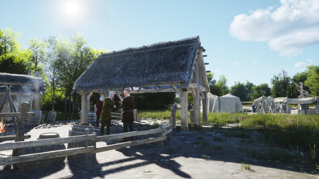  Manor Lords marketplace - Two peasants talking. 