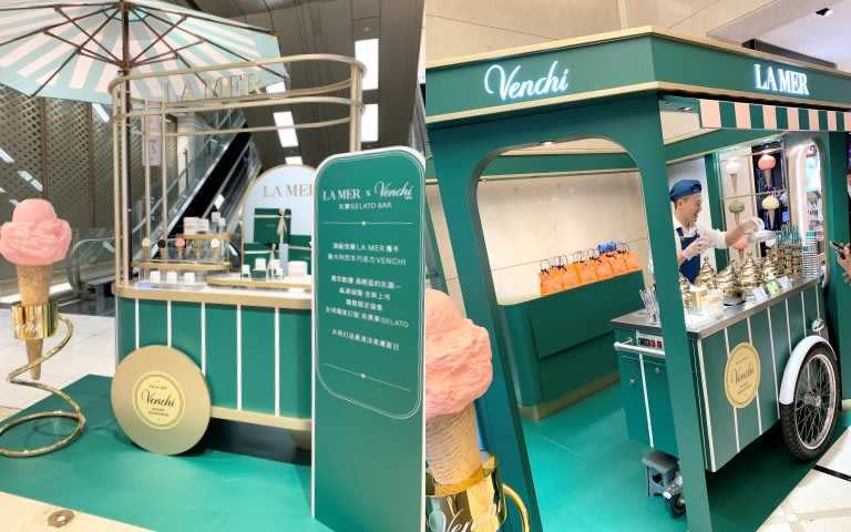 「LA MER x Venchi期間限定乳霜GELATO BAR」將於4月8日至5月12日在北中南不同百貨巡迴登場。（圖／吳雅鈴攝）