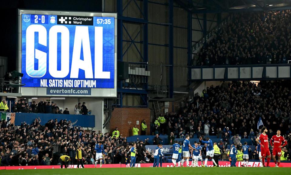 <span>The freedom of Goodison Park, earlier.</span><span>Photograph: Paul Ellis/AFP/Getty Images</span>