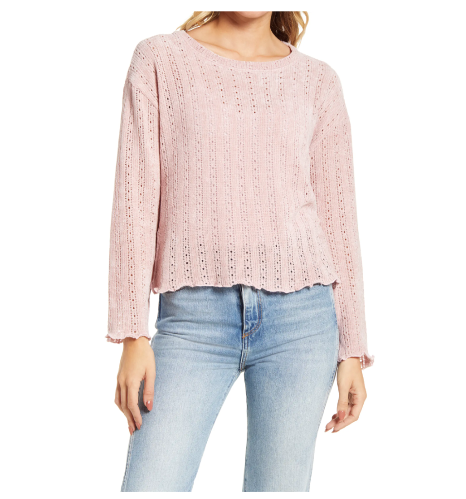 Cotton Emporium Pointelle Chenille Sweater. Image via Nordstrom.