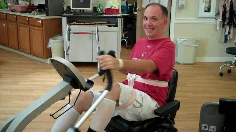 Edneyville's Bill Haynes suffered a massive stroke when he was 41 in 2012. He recently talked about his recovery, which included workouts on the exercise bike. This photo was taken in 2012.