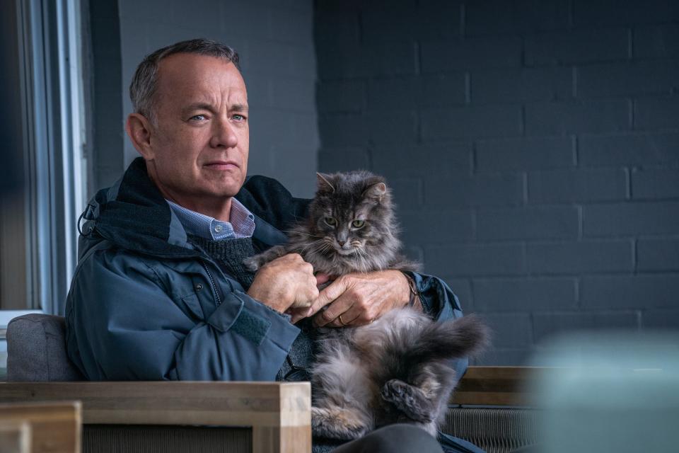 Tom Hanks plays a grumpy widower who criticizes and judges everyone but has his world turned upside down by a pregnant woman who moves in next door in "A Man Called Otto."