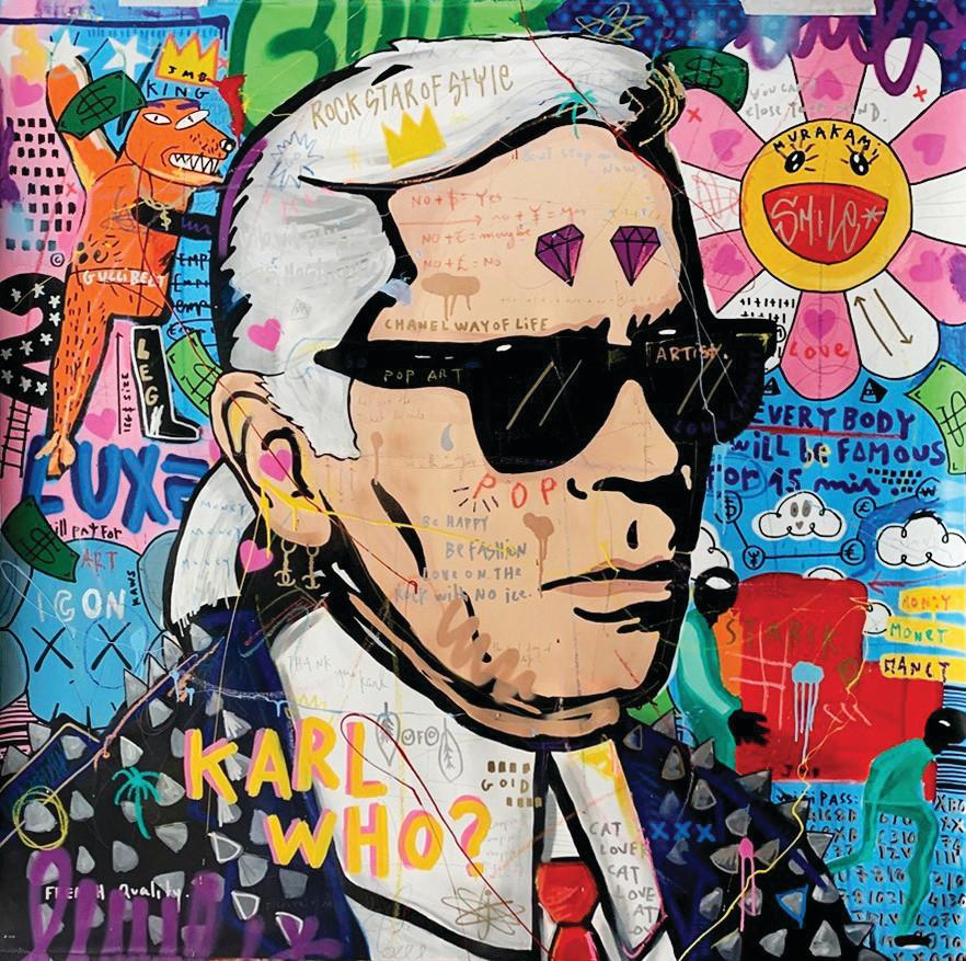 An artwork with the late legendary fashion designer Karl Lagerfeld by Jisbar Planche. (PHOTO: Voilah! France Singapore Festival)