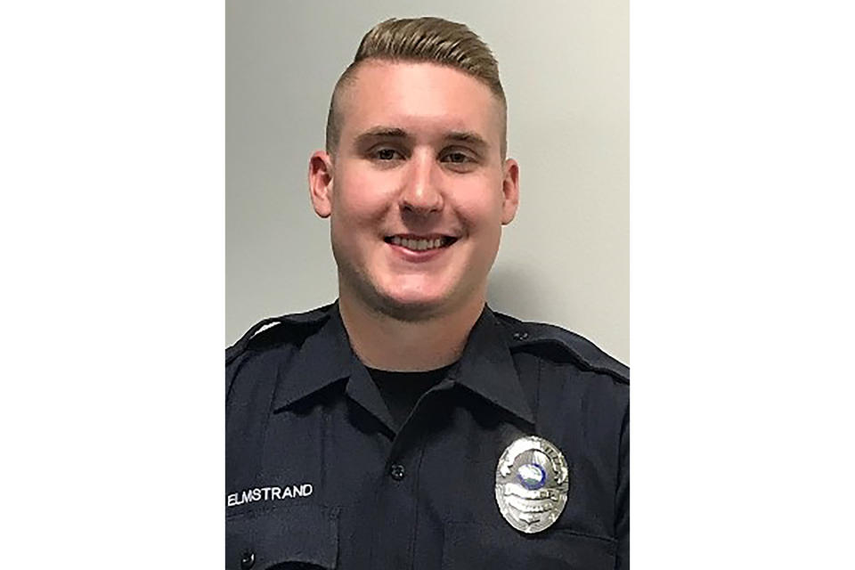 This undated photo released by the City of Burnsville shows Burnsville police officer Paul Elmstrand. Two police officers, including Elmstrand, and a first responder were shot and killed early Sunday, Feb. 18, 2024, and a third officer was injured at a suburban Minneapolis home while responding to a call involving an armed man who had barricaded himself inside with family. (City of Burnsville via AP)
