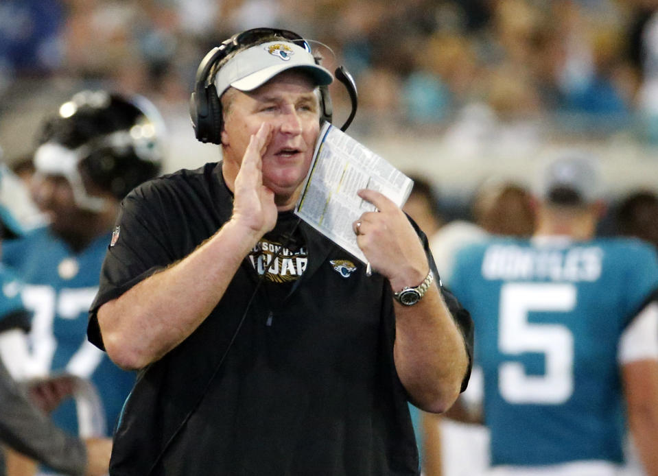 Jacksonville Jaguars head coach Doug Marrone told reporters Wednesday he hasn’t watched a Super Bowl in decades. (AP Photo/Stephen B. Morton, File)