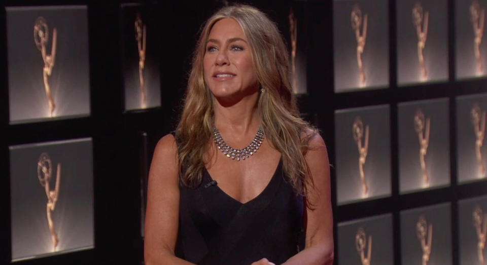 Jennifer Aniston used a very affordable sheet face mask to prepare for this year's Emmy Awards 2020.  (Getty Images)