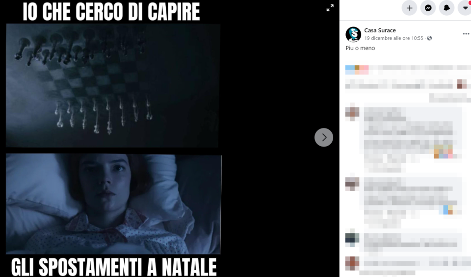 C’è chi ha esorcizzato il difficile momento creando meme esilaranti: dai Re Magi che provano ad aggirare le regole, alla "Regina degli scacchi" che tenta di affrontare le feste, passando per un'enigmatica “Variante inglese”.