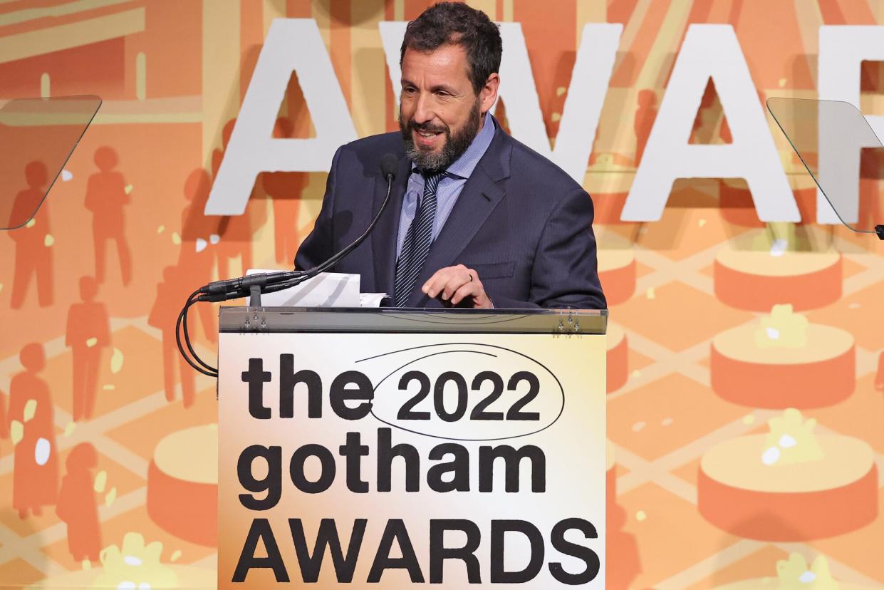 Adam Sandler accepts the Performer Tribute award onstage during The 2022 Gotham Awards at Cipriani Wall Street on November 28, 2022 in New York City.