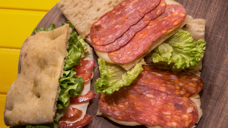 sandwich with soppressata slices