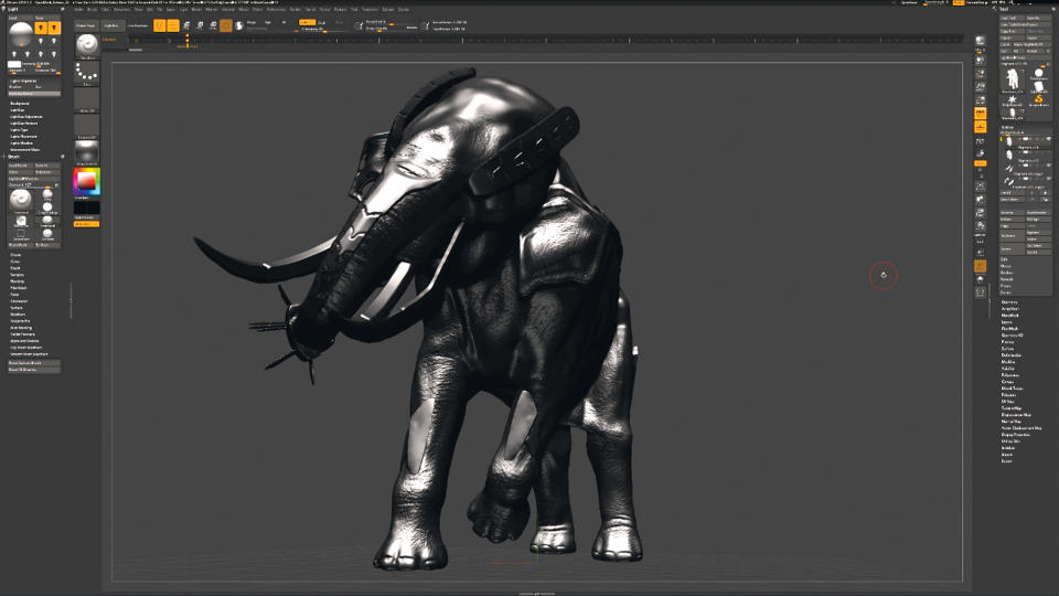 Digital sculpting and painting of elephant in ZBrush and Photoshop by Rob Brunette