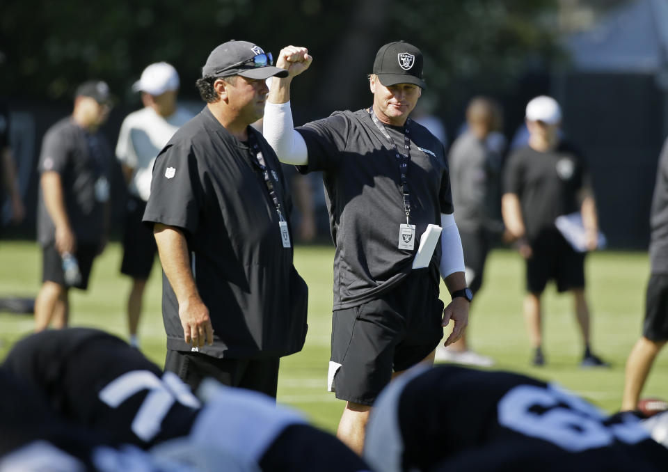 Jon Gruden is entering his second season as Raiders coach. (AP)