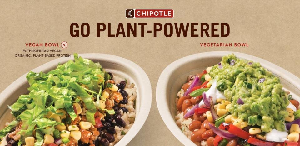 Chipotle ad showing its Plant-Powered bowls.