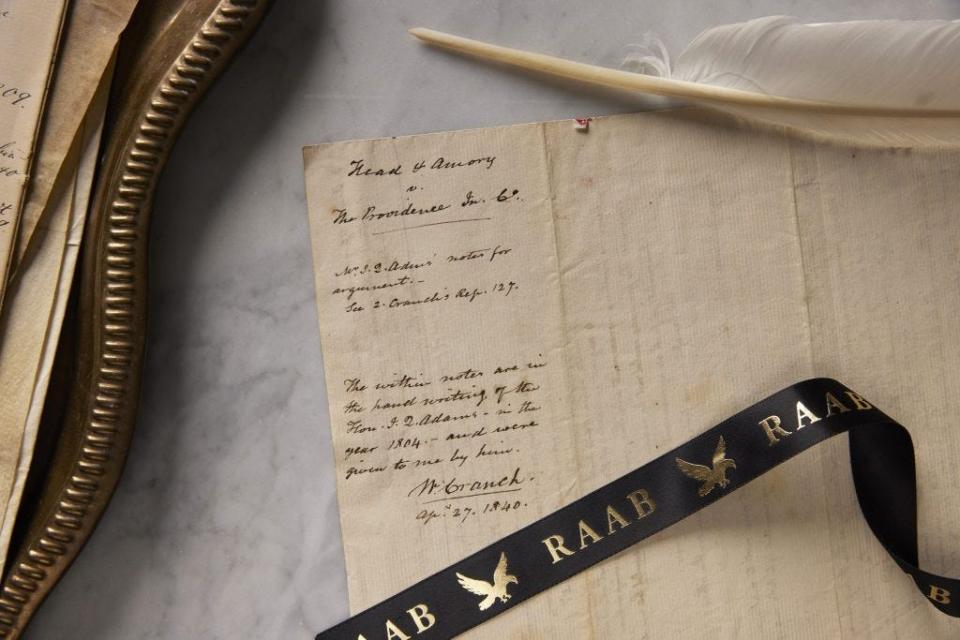 Handwritten notes composed by future President John Quincy Adams in preparation for his first appearance before the U.S. Supreme Court.