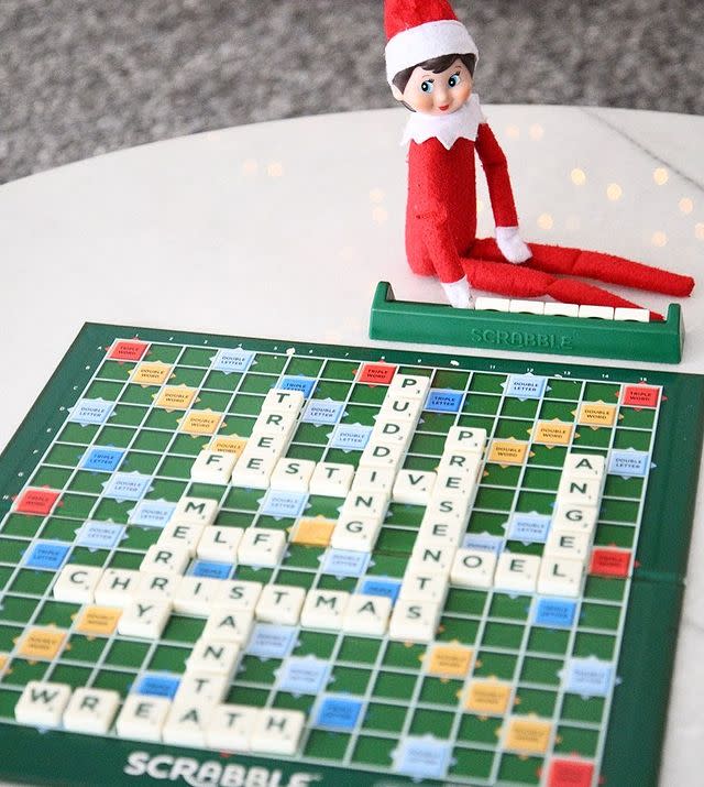 Elf on a Shelf Playing Scrabble