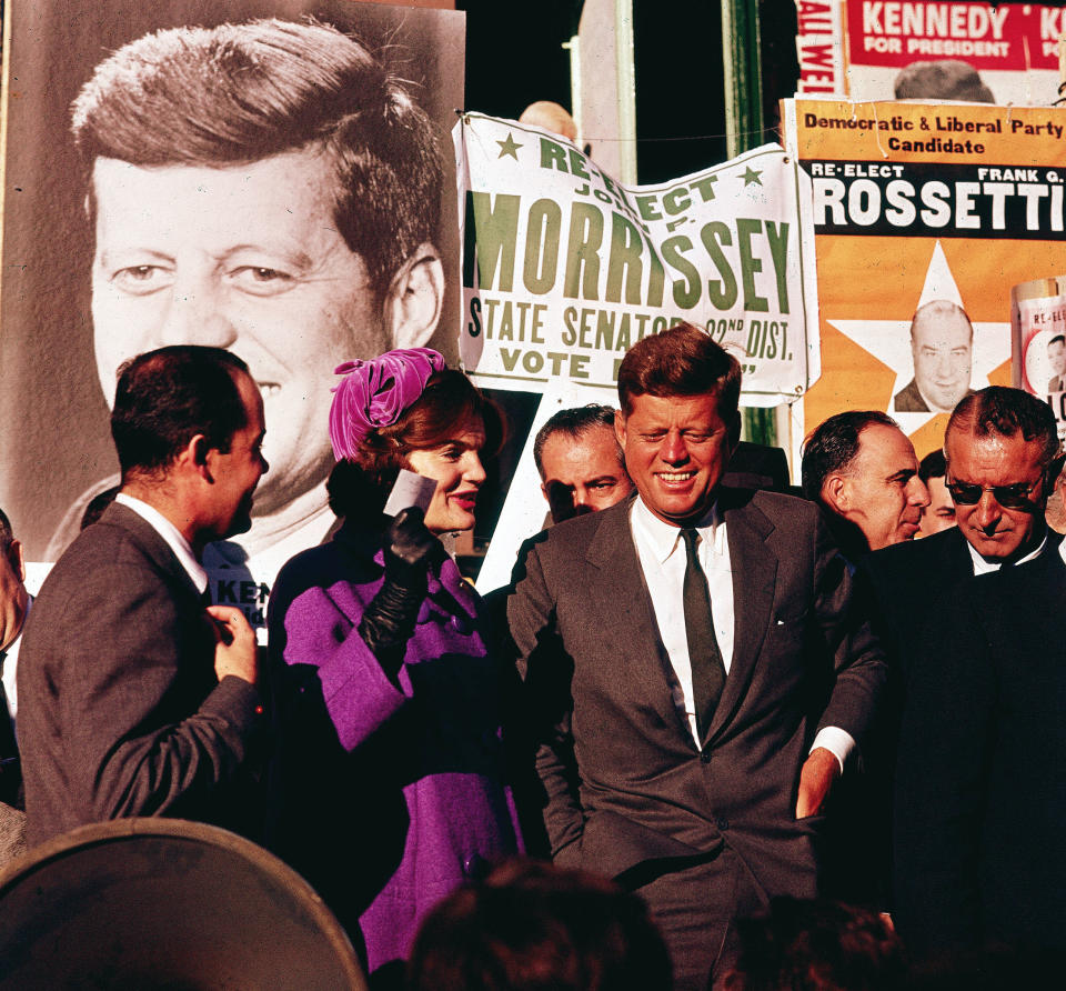 FILE - In this October 1960 file photo Sen. John F. Kennedy and his wife, Jacqueline Kennedy, campaign in New York. The Kennedy image, the "mystique" that attracts tourists and historians alike, did not begin with his presidency and is in no danger of ending 50 years after his death. Its journey has been uneven, but resilient - a young and still-evolving politician whose name was sanctified by his assassination, upended by discoveries of womanizing, hidden health problems and political intrigue, and forgiven in numerous polls that place JFK among the most beloved of former presidents. (AP Photo)