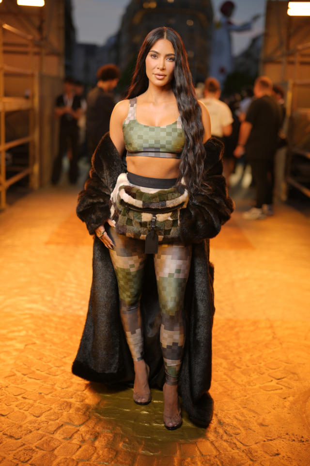 Louis Vuitton Mens Spring 2024 Show, Kim Kardashian Shows Off Her Abs in a  Sports Bra, Leggings, and Heels