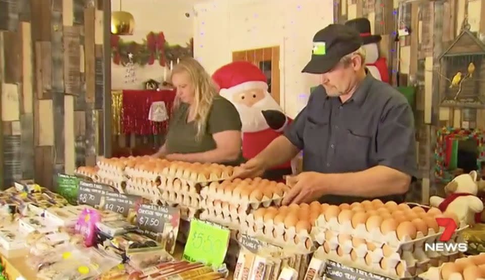 Eggs farmers Andrew and Angela Leaney say they are concerned for local egg farmers. Source: 7 News