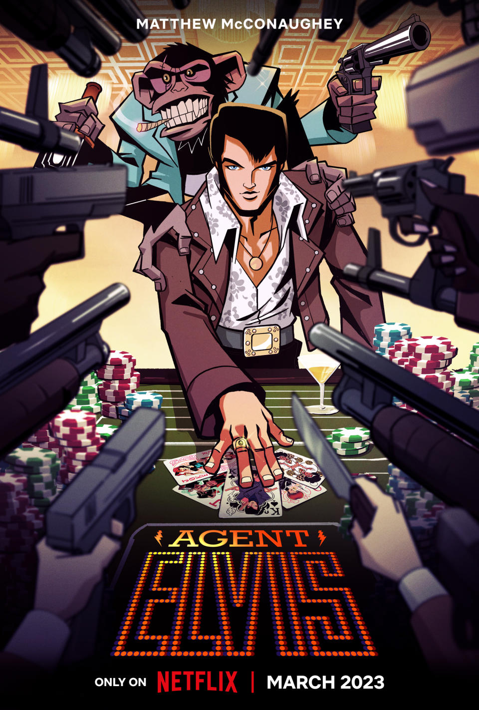 Agent Elvis. Matthew McConaughey as Elvis in Agent Elvis.  (Netflix)