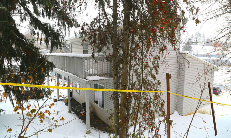 Police tap surrounds the house where police found four University of Idaho students stabbed to death (Angela Palermo / Idaho Statesman/Tribune News Service via Getty Images)