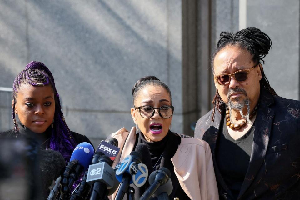 Kathryn Townsend Griffin, daughter of Ed Townsend, speaks outside court (REUTERS)