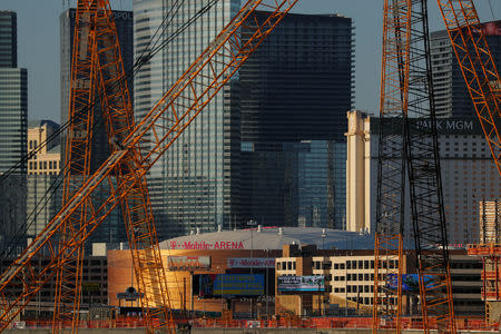 Construction on the new NFL football stadium is seen in Las Vegas, Nevada, U.S., August 26, 2018. Picture taken August 26, 2018. REUTERS/Mike Blake