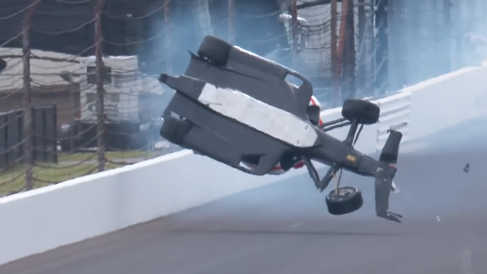 nolan siegel indianapolis 500 practice crash 2024