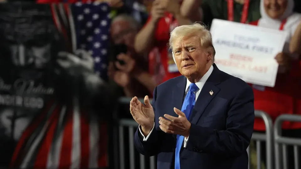 Donald Trump arrives to attend Day 2 of the Republican National Convention