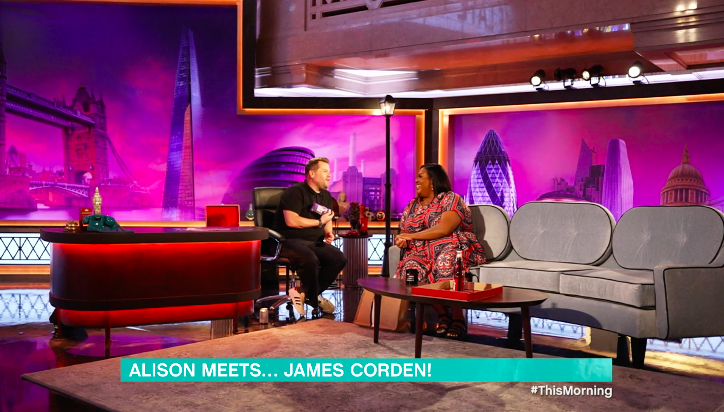 James Corden chatted to Alison Hammond on the set of The Late Late Show in London. (ITV)